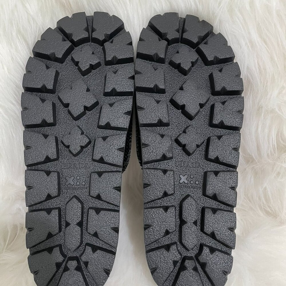 Prada Black Sequin White Logo Slide Sandal - Picture 8 of 12